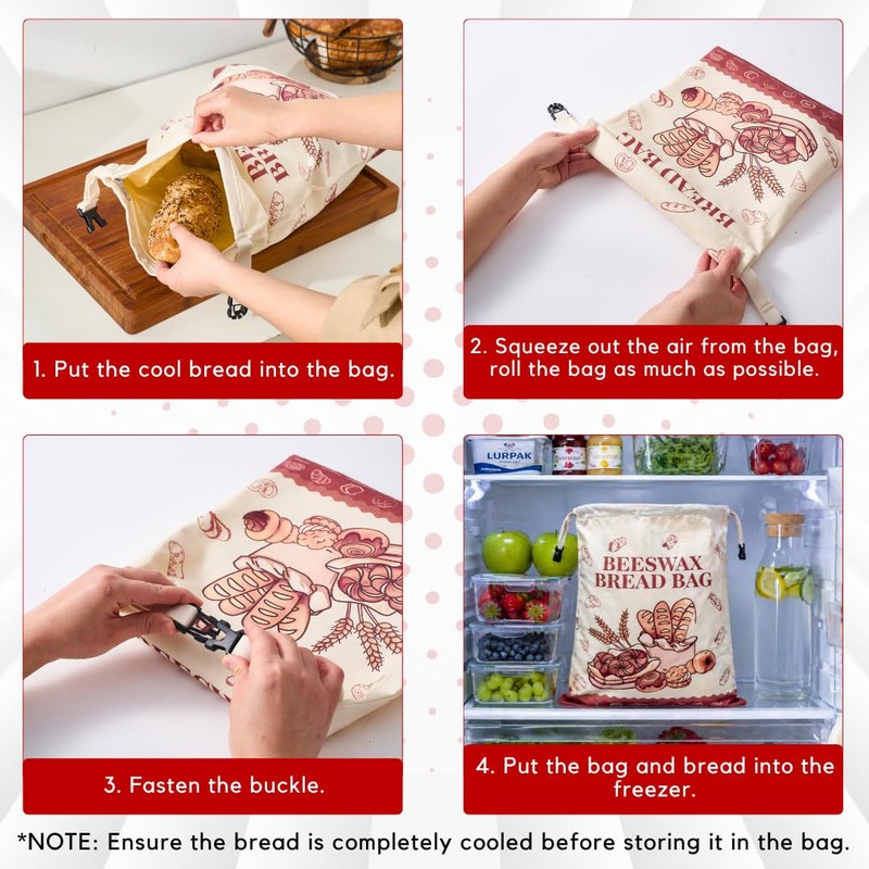 Bread Bags for Homemade Bread - 2 Pack XL Reusable