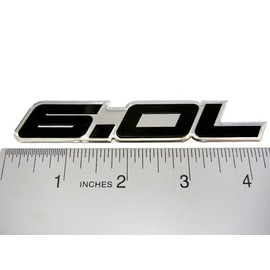 6.0L Liter in BLACK on SILVER Highly Polished Aluminum Car Truck Engine Swap Nameplate Badge Logo Emblem for Pontiac GTO LS2 G8 L76 GMC Yukon Sierra Pick Up Chevy Tahoe Suburban Truck GMC Vortec V8 Ford Excursion F250 Diesel F350 Fits other Vehicles
