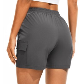 AFITNE Women's Hiking Cargo Shorts Quick Dry Lightweight Summer Athletic Running Shorts with Pockets for Golf Outdoor UPF 50+ 5" Grey, XS