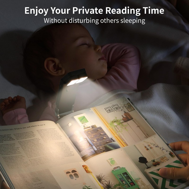 Dott Arts Book Light,Dual-Heads Reading Light for Bedtime with Screen