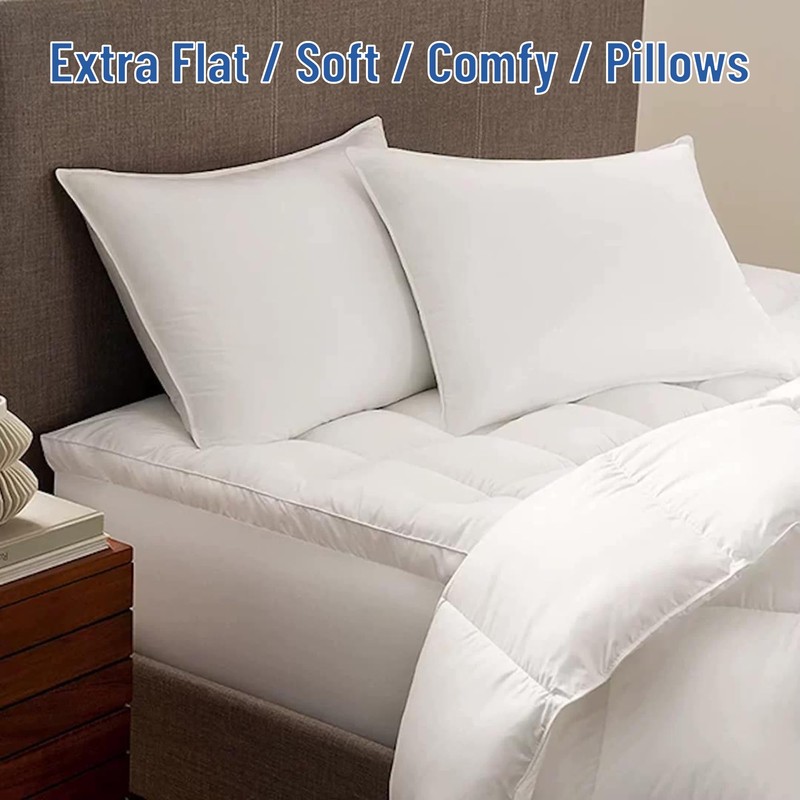 SILUI Flat Soft Thin Pillows for Sleeping King Size Set
