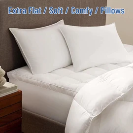 SILUI Flat Soft Thin Pillows for Sleeping King Size Set of 2 Pack Low Bed Pillow with Down Alternative Fill for Side Back Stomach Sleepers, 20x36 Inches, White