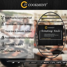 JY COOKMENT Roasting Rack with Integrated Feet, Cooling Drying Rack With Enameled Coating, PTFE Free, Great for Cooking, Roasting, Drying, Grilling, Dishwasher Safe (12.5"x8.5")