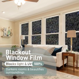 Qualsen Blackout Window Film Privacy Window Blackout Film Opaque Forsted Film Occultant Window Frosting Film Black Out Window Cover Suitable for Gaming Room(30x200 cm)