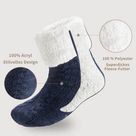 SIHOHAN Cuddly Socks Men's Thick Slipper Socks Non-Slip Super Soft Winter Socks Stopper Socks with Fleece Lining and ABS Non-Slip Socks Nubs Christmas Socks, blue