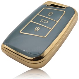 FOAMO Car Key Case Compatible with VW Passat B8, Seat, Skoda Car Key - TPU Key Case - Protective Cover for Car Key Blue