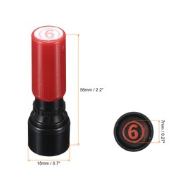 PATIKIL Number Stamps Self Inking, Numeral 6 7mm Number Stamp with Circle Teacher Stamp Initial Stamp Ink Stamp for Class Notebook Scrapbooking DIY Craft, Red Shell