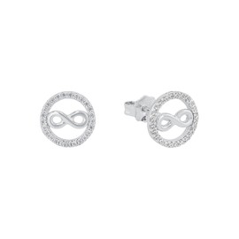 s.Oliver 2032570 Women's Stud Earrings 925 Sterling Silver with Synthetic Zirconia 1 cm Silver Infinity Comes in Jewellery Gift Box, Silver, Cubic Zirconia