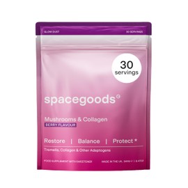 Spacegoods Glow Dust 240g | 30 Servings | Bovine Collagen Powder with B-Vitamin Complex | Magnesium, Calcium & Antioxidants | Gut-Health, Mood & Immunity Strength | Skin, Hair & Nails | Red Berry