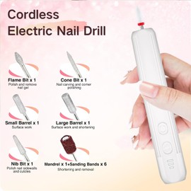 XunmotorYao Elektrische Nagelfräser Professionell Elektrisch Nagelfeile für Gelnägel USB Wiederaufladbare 20000 u/Min Maniküre Pediküre Set Weiß