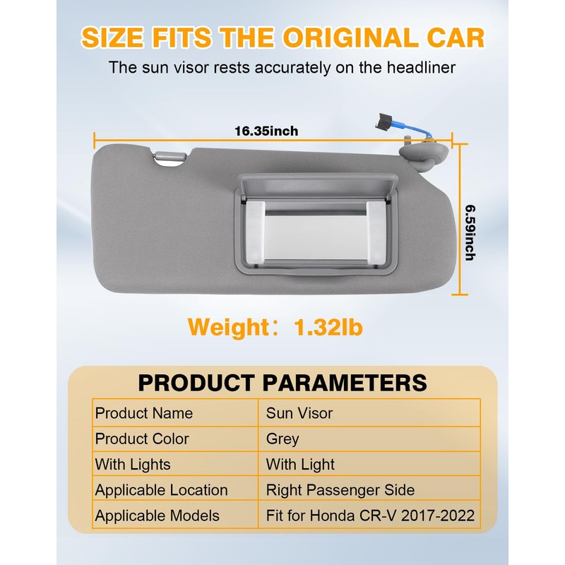 FZPJJNB Car Sun Visor Driver & Passenger Side Fits for
