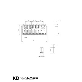 AxLabs Hardware KD By AxLabs 8-String Hardtail Bridge - 4-Screw - Gold