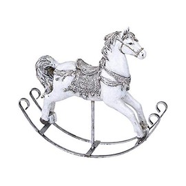 Formano Rocking Horse Figurine Figure Hand Painted 25 cm White/Silver Christmas Winter Decoration