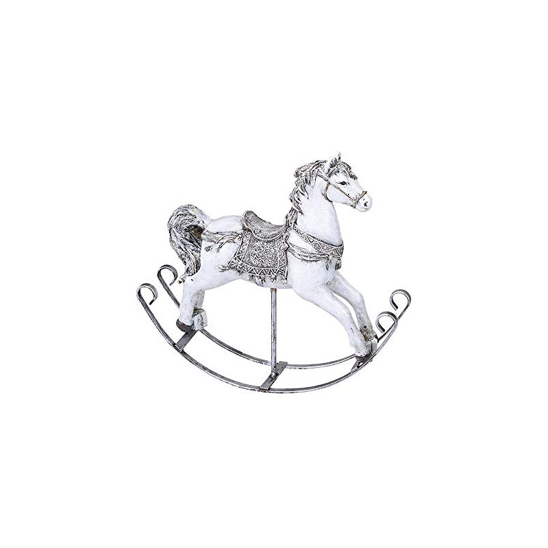 Formano Rocking Horse Figurine Figure Hand Painted 25 cm White/Silver