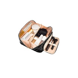 Lidxfeo Cosmetic Organiser Toiletry Bag with Zip, Makeup Bag, Large Capacity, Portable Cosmetic Bag, Women's Makeup Bag, Aesthetic, Suitable as a Gift for Girls and Mothers, black, Modern