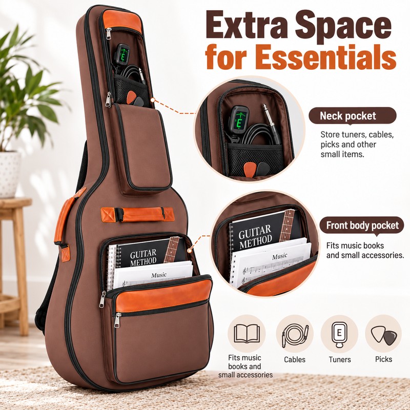 Acoustic Guitar Gig Bag for Travel – Padded Water-Resistant Carry