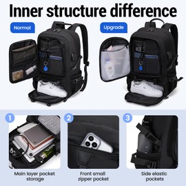 YISUDONN Men's Women's with Usb Port 50l Travel Backpack, Large Carry-On Backpacks，Expandable Oversized Laptop Bag Works