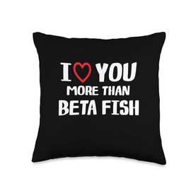 I heart You More than Beta Fish Thanksgiving I Love You More Than Beta Fish Shirt Funny Women Christmas Throw Pillow, 16x16, Multicolor