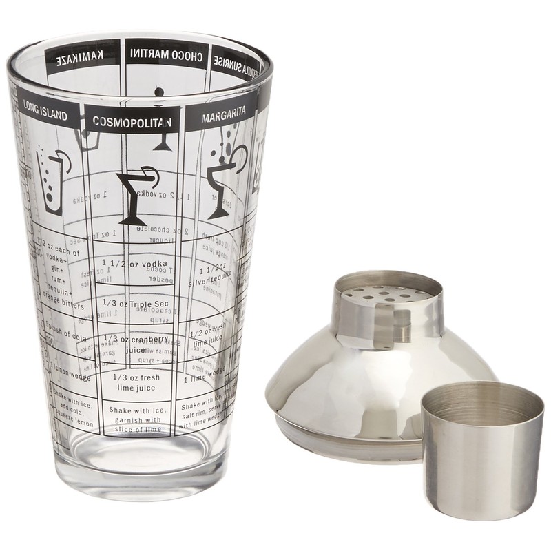 Franmara 8151-BX Recipe Cocktail Shaker, Stainless Steel/Glass