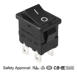 uxcell AC 12A/125V 10A/250V DPST On Off Button 4P 2 Position I/O Rocker Boat Switch