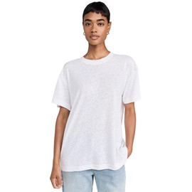 perfectwhitetee Women's Faith Linen Tee, Natural, White, L