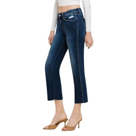 Flying Monkey Women's Mid-Rise Cropped Straight Leg Jeans in Meticulously (26, Meticulously)