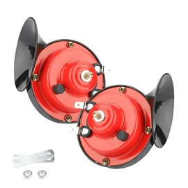 300DB Super Loud Train Horn, 2PCS Car Air Electric Snail Double Horn, 12V Waterproof Air Horns Replacement Kit, Automotive Accessories Universal for Car, Motorcycle, Truck, Bike, Boat (Red)