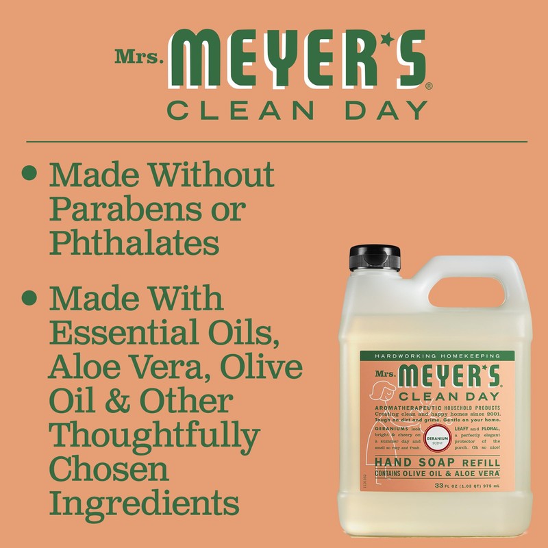 MRS. MEYER'S CLEAN DAY Hand Soap Refill, Made with Essential