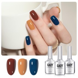 GAOY Gel Nail Polish Kit, 3 Colors 16ml Red Yellow Blue, Soak Off UV Gel Polish Set - Chestnut Indigo