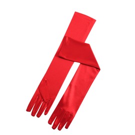 Andiker Women's Long Evening Gloves, Satin Elbow Opera Party Dance Gloves (Red)