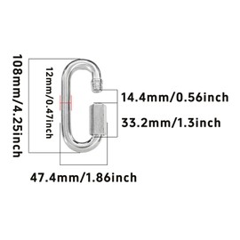 AUXBC 4Pcs M12 Quick Link Chain, 1/2 Inch Metal Locking Quick Links, D Shape Connectors, Heavy Duty Carabiner Clips for Camping Hiking Hammocks Towing-2500lb Capacity