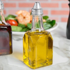 TrueCraftware- Set of 12 Oil & Vinegar Cruet 6 oz. Stainless Steel-Olive Oil Cruet Glass Bottle Dispenser Olive Oil Carafe Decanter Glass Oil Vinegar Dispenser for Kitchen and Restaurants
