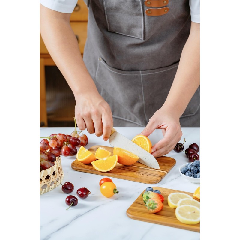 2 Pcs Berkvee Small Teak Wood Cutting Board for Kitchen–