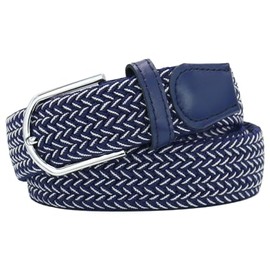 Huyfhksd Multicolored Elastic Woven Golf Belts Casual Braided Stretch Belt for Men and Women, S, Blue and White A