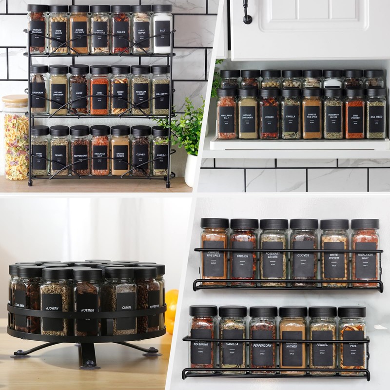 162 Spice Labels Stickers, Preprinted White Spice Jar Labels for