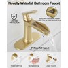 HOIGY Waterfall Faucet, Brass Gold Bathroom Faucet 1 Hole, 1