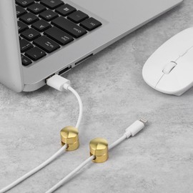 Yuanchu 3 Sets Cable Anchors Desk, Adhesive Phone Charger Holders for Cords Gold Cord Management Clips Adjustable Wire Organizers Nightstand Office Swag Hook for Chandelier Ceiling Lights Cable(Gold)