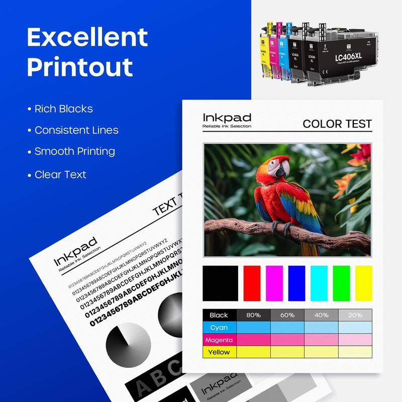 LC406XL Ink Cartridges for Brother Printer Replacement for LC406 XL,