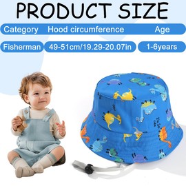 Baby Hat, Sun Hat Baby Children, Fishing Hat Child Boys Girls Sun Hat with Chin Strap, Bucket Hat Beach Hat Cap Spring Summer for 0-5 Years Boys Girls