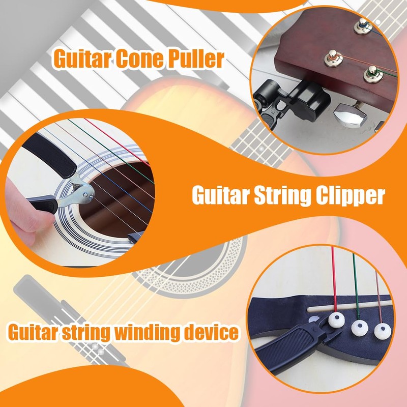 SGERUFZ Guitar String Spindle 3-in-1 String Winder String Cutter String