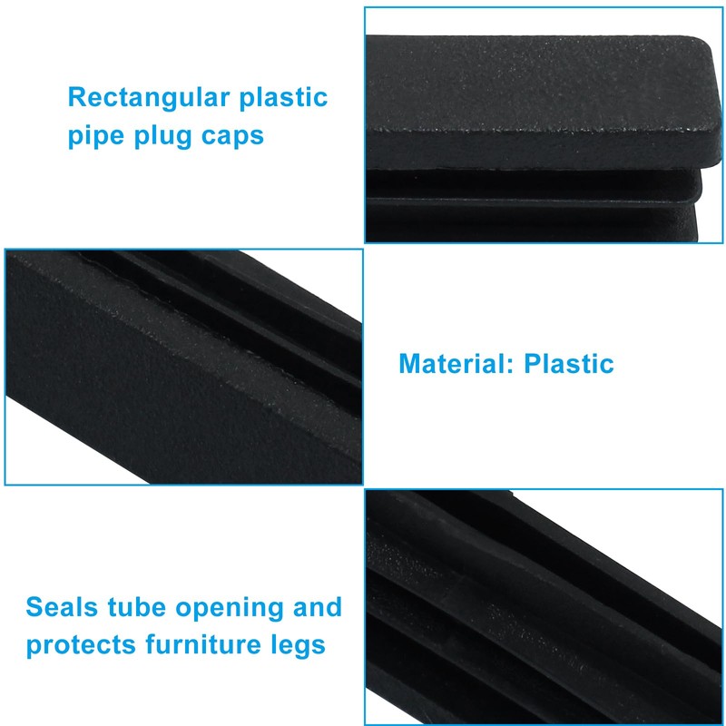 Kemcatui 20Pcs Rectangle End Caps, 2x2/5 Inch Rectangular Tubing Plugs
