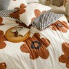 CLOTHKNOW Sunflower California King Comforter Set 3Pcs Brown White Bedding