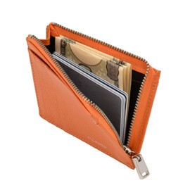 Milagro SL-SH-2974 Miragro Shrink Leather Fragment Case (Wallet, Card Case, Compact Wallet, Mini Wallet, Women's, Men's, Cards, Coin, Bills, Slim, Thin, Leather, Leather), orange