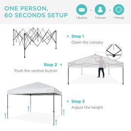 Best Choice Products 10x10ft 1-Person Setup Pop Up Canopy Tent Instant Portable Shelter w/ 1-Button Push, Case, 4 Weight Bags - White