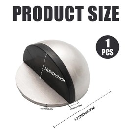 1PCS Stainless Steel Door Stopper, Polished Oval Floor-Mounted Door Stop with Rubber Bumper