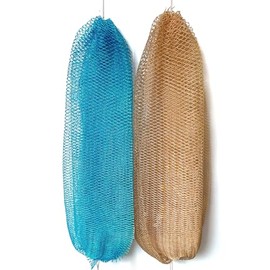 Esponja de red exfoliante africana auténtica: 2 esponjas de baño africanas con nudos, exfoliante corporal de secado rápido, toallita exfoliante elásti