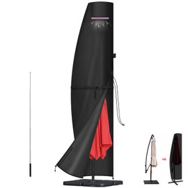 LAMUNI Cantilever Parasol Protective Cover Large Parasol Protective Cover for 3-5 m Parasol Cover Waterproof Cantilever Parasol Cover with Rod for Diameter 300 cm Diameter 400 cm Diameter 500 cm