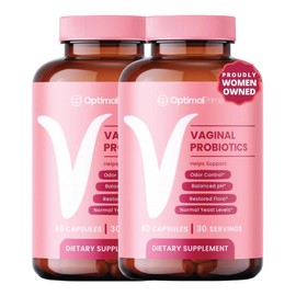 Optimal Prime Vaginal Probiotics for Women with Prebiotics, Cranberry Extract, and a Lactobacillus Probiotic Blend, Supports Healthy Vaginal Flora, Odor Control, pH Balance, 60 Capsules (Pack of 2)