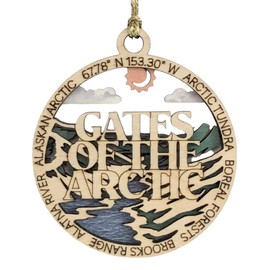 Gates of Arctic National Park Scene - Laser Cut Wood Alaska Ornament, Handmade Christmas Decor