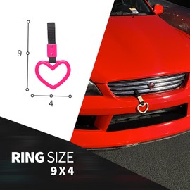 Kei Project JDM Tsurikawa Ring Japanese Subway Train Bus Handle Hand Strap Drift Charm Bosozoku (Heart: Pink/Black)